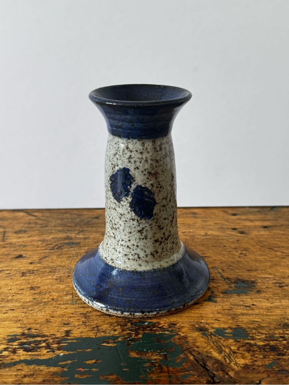 Blue Speckled Ceramic Candle Holder